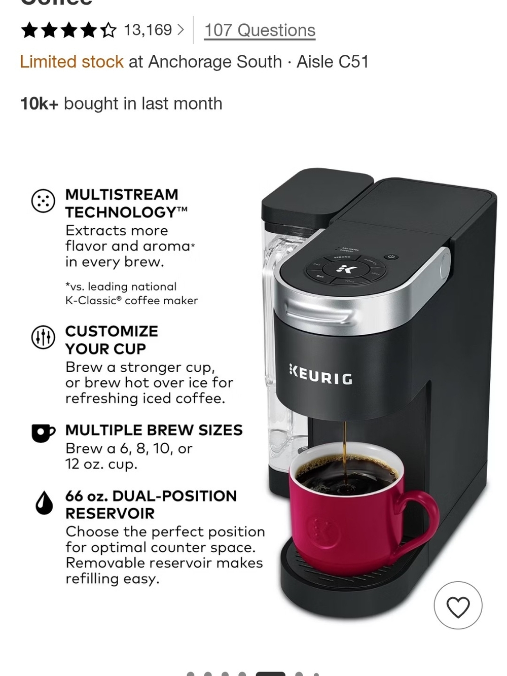 Keurig Single-Serve Coffee Maker in Black with Silver Trim